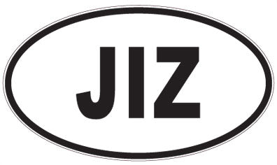 JIZ - 3 Letter Initials Oval Sticker