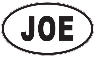 JOE - 3 Letter Initials Oval Magnet