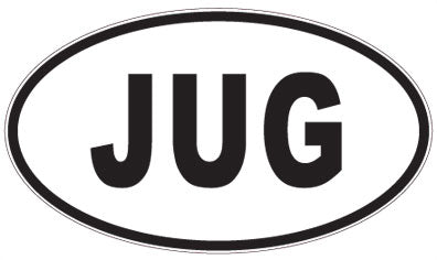 JUG - 3 Letter Initials Oval Sticker