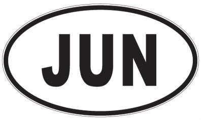 JUN - 3 Letter Initials Oval Sticker