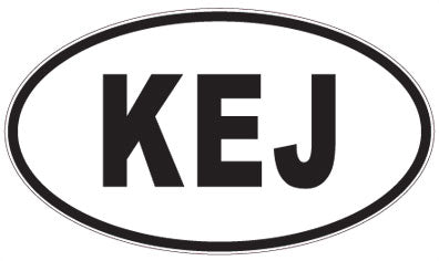 KEJ - 3 Letter Initials Oval Sticker