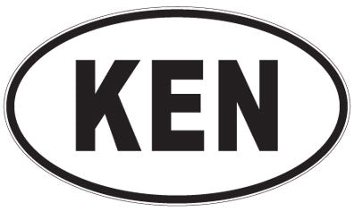 KEN - 3 Letter Initials Oval Sticker