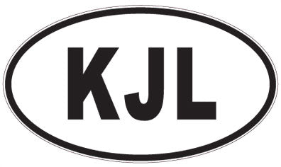 KJL - 3 Letter Initials Oval Sticker