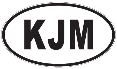KJM - 3 Letter Initials Oval Magnet