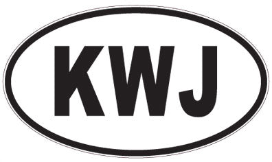 KWJ - 3 Letter Initials Oval Sticker