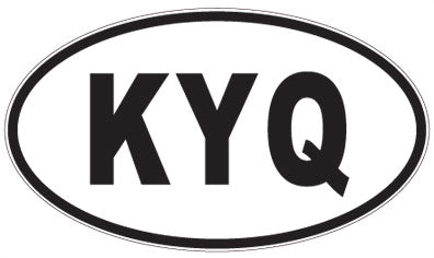 KYQ - 3 Letter Initials Oval Sticker