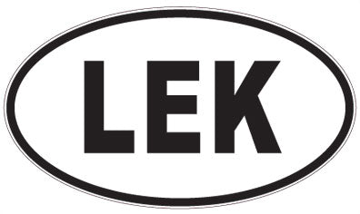LEK - 3 Letter Initials Oval Sticker