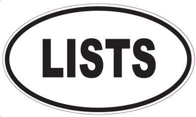 LISTS - Oval Sticker