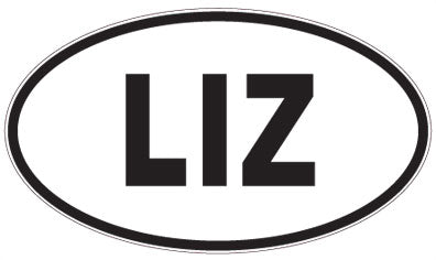 LIZ - 3 Letter Initials Oval Sticker