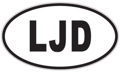 LJD - 3 Letter Initials Oval Sticker