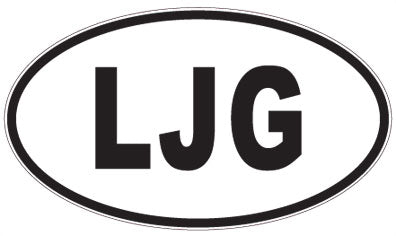 LJG - 3 Letter Initials Oval Sticker