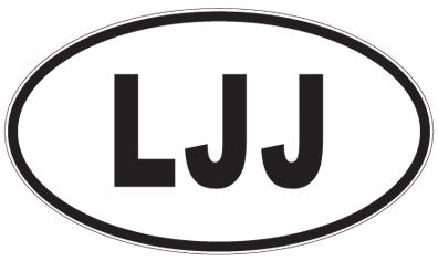 LJJ - 3 Letter Initials Oval Sticker
