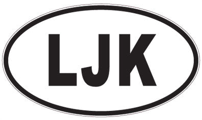 LJK - 3 Letter Initials Oval Sticker
