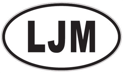 LJM - 3 Letter Initials Oval Sticker