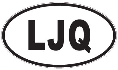 LJQ - 3 Letter Initials Oval Sticker