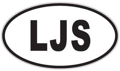 LJS - 3 Letter Initials Oval Sticker