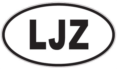 LJZ - 3 Letter Initials Oval Sticker