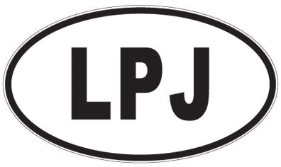 LPJ - 3 Letter Initials Oval Sticker