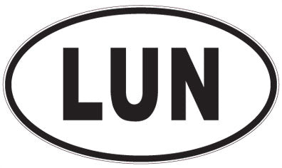 LUN - 3 Letter Initials Oval Sticker
