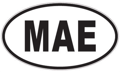 MAE - 3 Letter Initials Oval Sticker