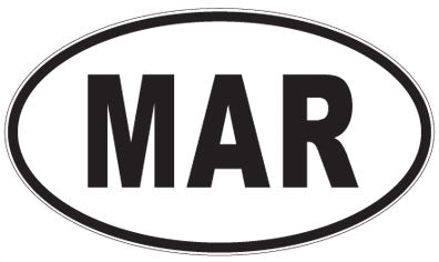 MAR - 3 Letter Initials Oval Sticker