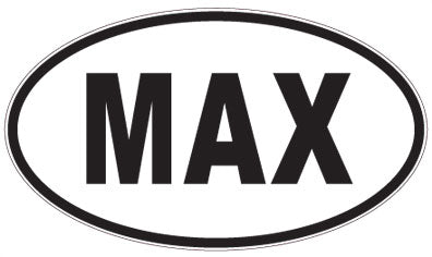 MAX - 3 Letter Initials Oval Sticker