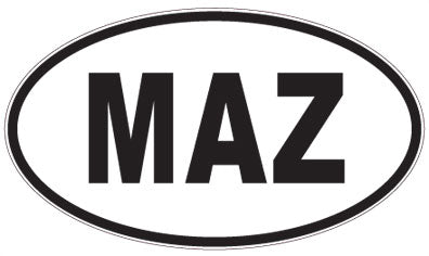 MAZ - 3 Letter Initials Oval Sticker