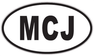 MCJ - 3 Letter Initials Oval Sticker