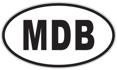 MDB - 3 Letter Initials Oval Sticker