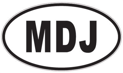 MDJ - 3 Letter Initials Oval Sticker