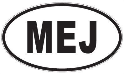 MEJ - 3 Letter Initials Oval Sticker