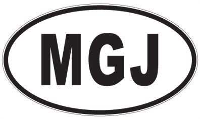 MGJ - 3 Letter Initials Oval Sticker
