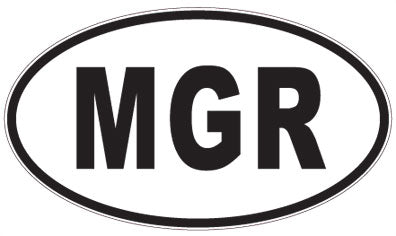 MGR - 3 Letter Initials Oval Sticker