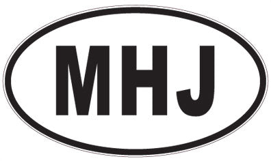 MHJ - 3 Letter Initials Oval Sticker