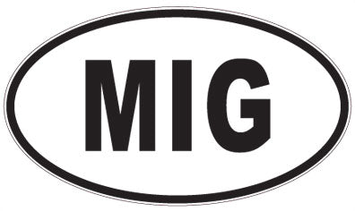 MIG - 3 Letter Initials Oval Sticker