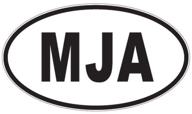 MJA - 3 Letter Initials Oval Sticker