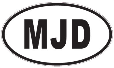 MJD - 3 Letter Initials Oval Sticker