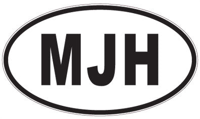 MJH - 3 Letter Initials Oval Sticker