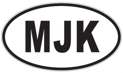 MJK - 3 Letter Initials Oval Sticker