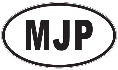 MJP - 3 Letter Initials Oval Sticker