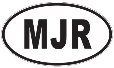 MJR - 3 Letter Initials Oval Sticker