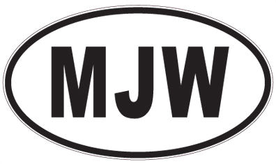 MJW - 3 Letter Initials Oval Sticker