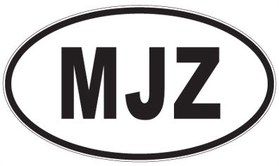 MJZ - 3 Letter Initials Oval Sticker