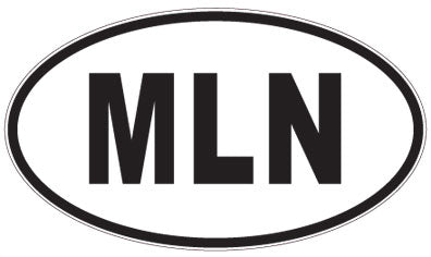 MLN - 3 Letter Initials Oval Sticker
