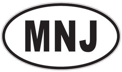 MNJ - 3 Letter Initials Oval Sticker