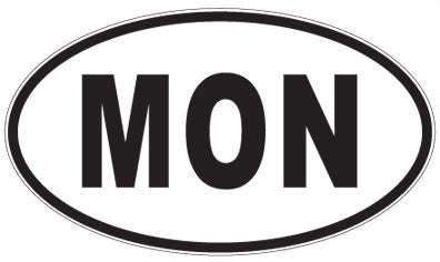 MON - 3 Letter Initials Oval Sticker