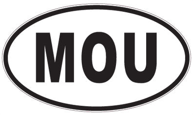 MOU - 3 Letter Initials Oval Sticker