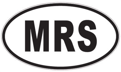 MRS - 3 Letter Initials Oval Sticker