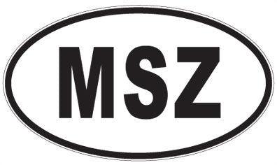 MSZ - 3 Letter Initials Oval Sticker
