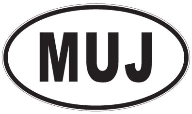 MUJ - 3 Letter Initials Oval Sticker